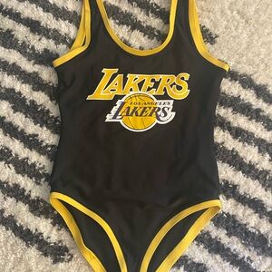 Lakers Women's Black and Yellow Bodysuit